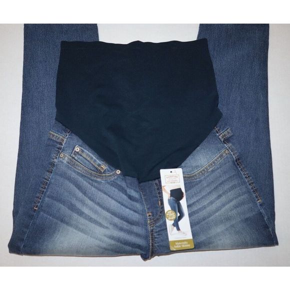 Signature by Levi Strauss Women's Sz S Blue Maternity Ankle Skinny Jeans - Picture 5 of 6